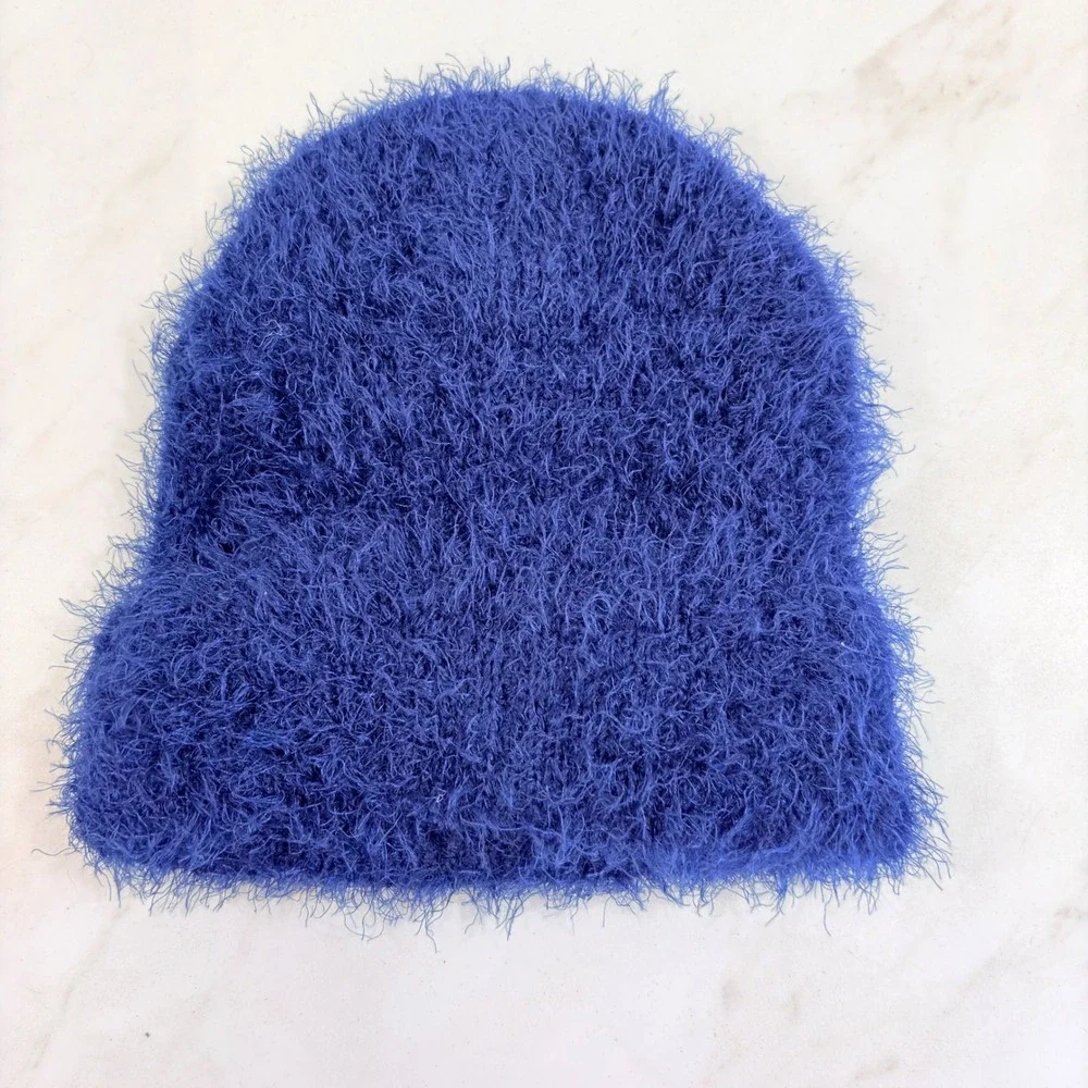 Y2K Gorpcore Beanie Fuzzy Eyelash Knit Disney Stitch Bioworld Women OS Blue